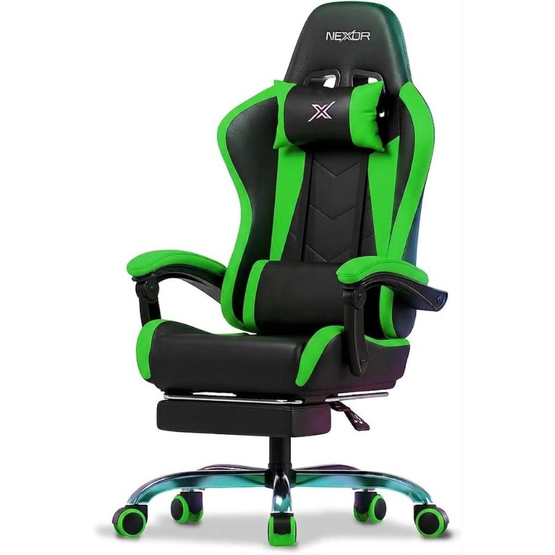 כיסא גיימינג ארגונומי נקסור NEXOR Ergonomic Gaming Chair כולל הדום נשלף צבע ירוק Green כיסא גיימינג ארגונומי נקסור NEXOR Ergonomic Gaming Chair כולל הדום נשלף צבע ירוק Green