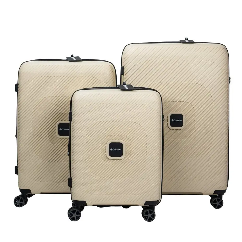 סט 3 מזוודות קשיחות Seaside קולומביה Columbia עם מנעול TSA צבע קרם